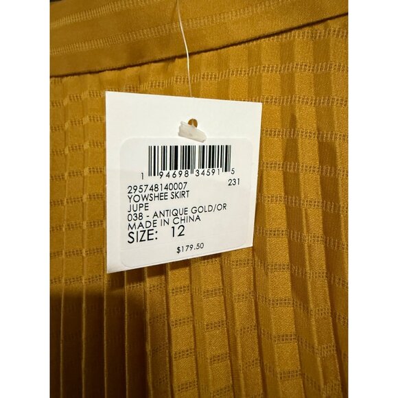 Club Monaco Gold Pleated Skirt Size 12 Elegant Design - Picture 2 of 5